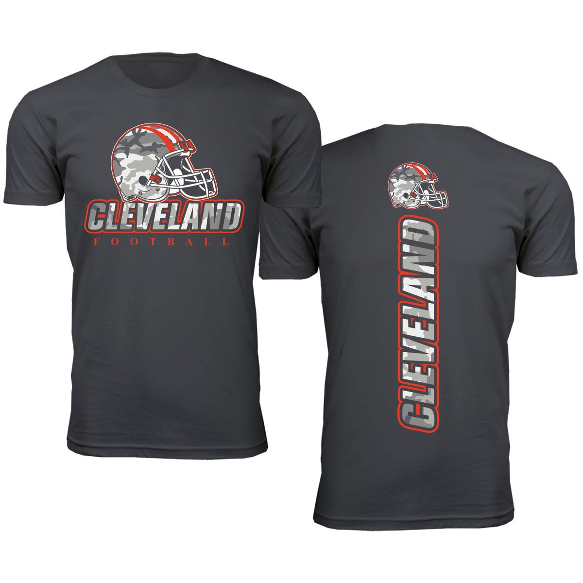 Men's Army Camo Football Crewneck T-Shirt - X-Large - Cleveland