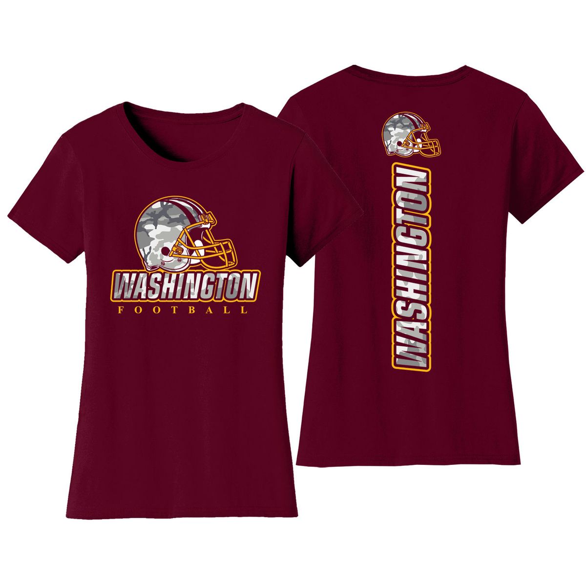 Women's Army Camo Football Crewneck T-Shirt - Small - Washington