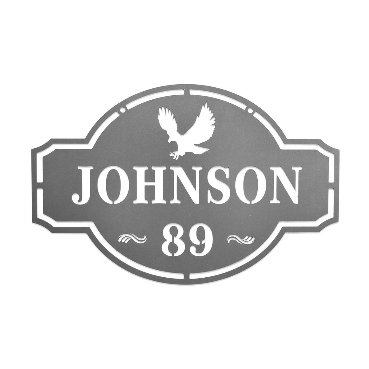 Personalized Family Name & House Number Sign - Eagle / 30 inch / Silver Powder Coat