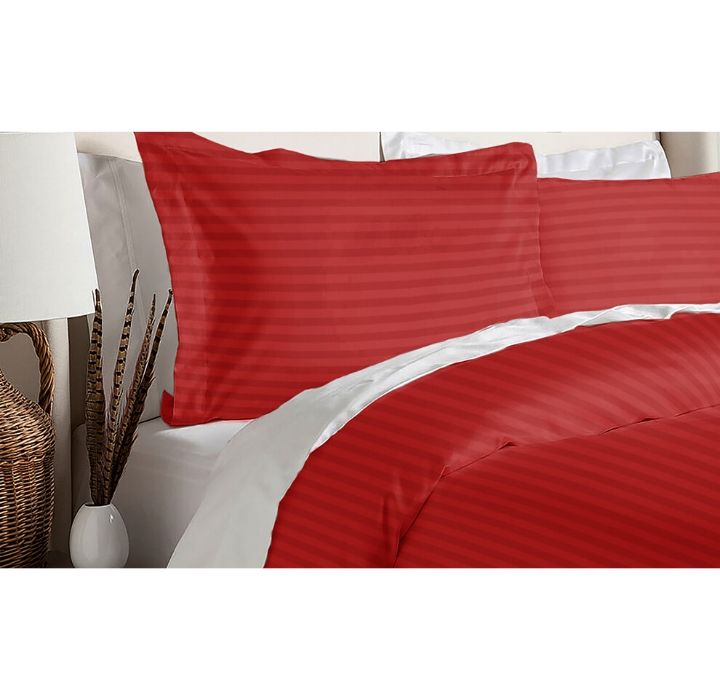 Photos - Bed Linen Blue Ridge Home Fashions, Inc. Damask Stripe 230 TC 3-Piece Duvet Cover Set - F/Q - Burgundy 502023