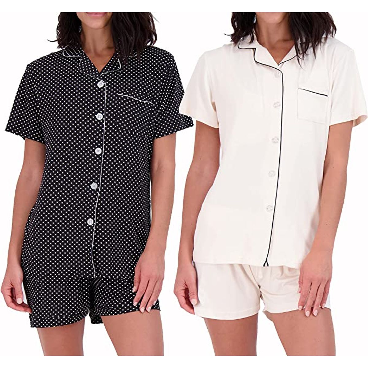 Women's Matching Shirt & Shorts Pajamas, Button-Down Style (2-Pack) - X-Large - Set 2