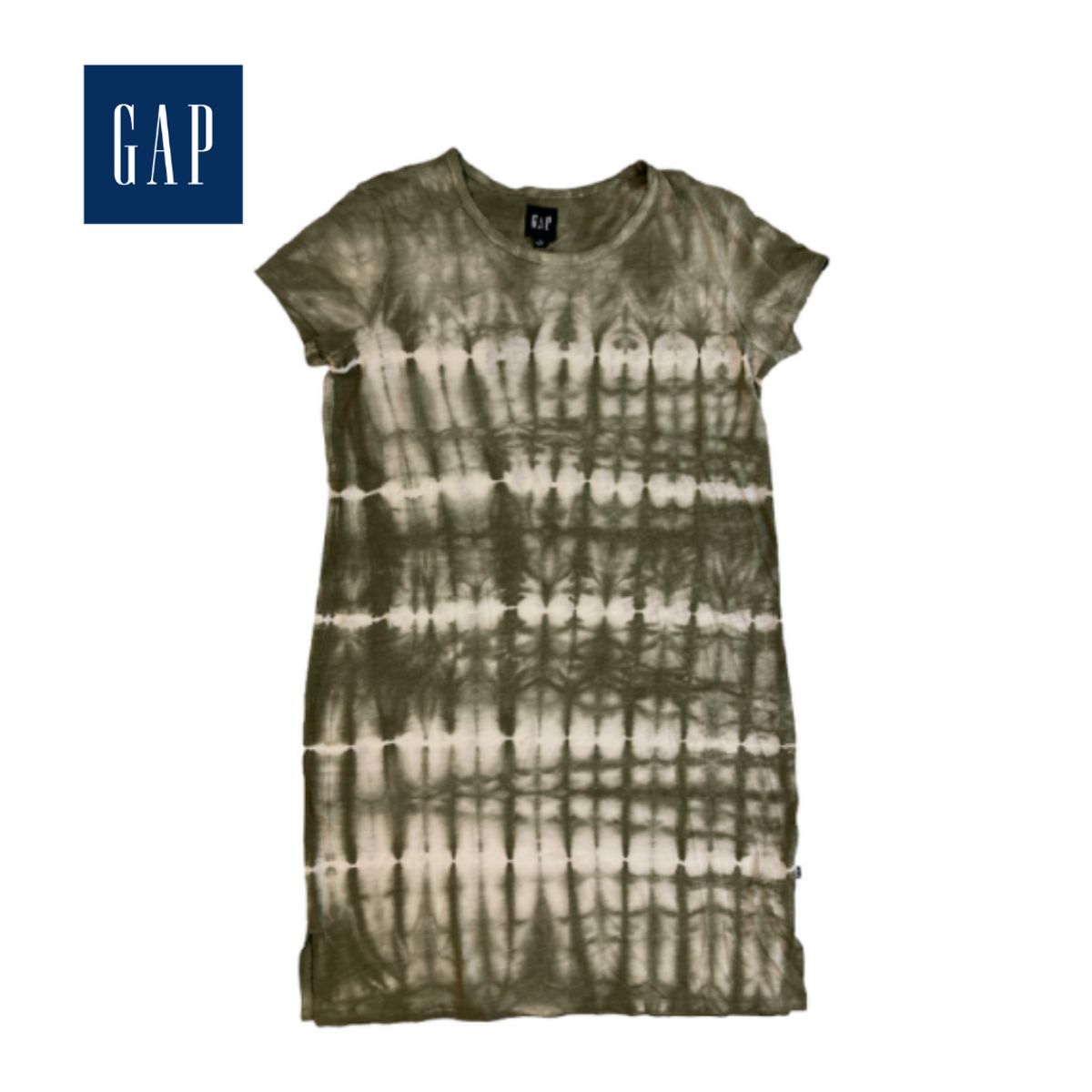 GAP Lightweight T-Shirt Dress - Medium - Olive Tie Dye