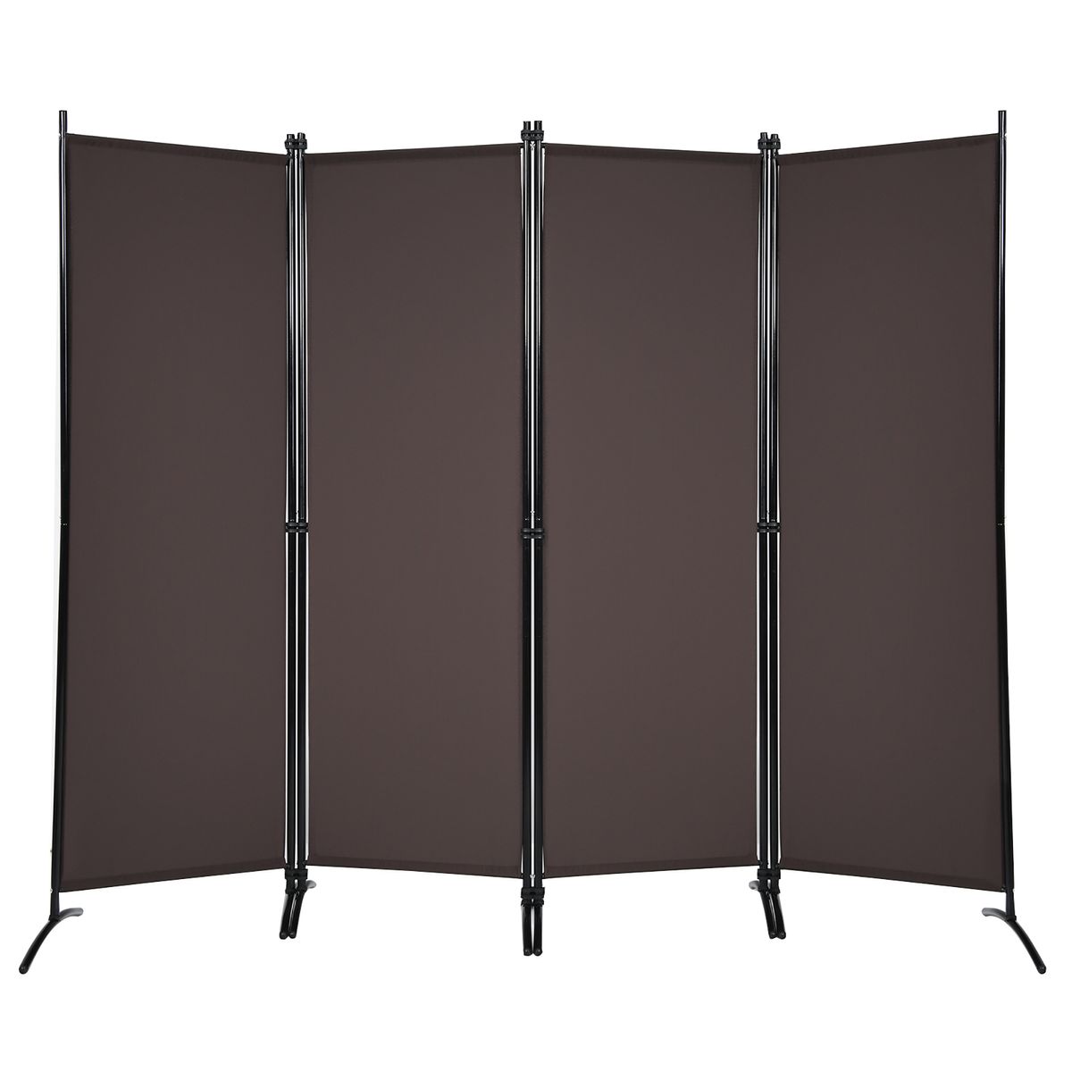Freestanding 4-Panel Room Divider - Coffee