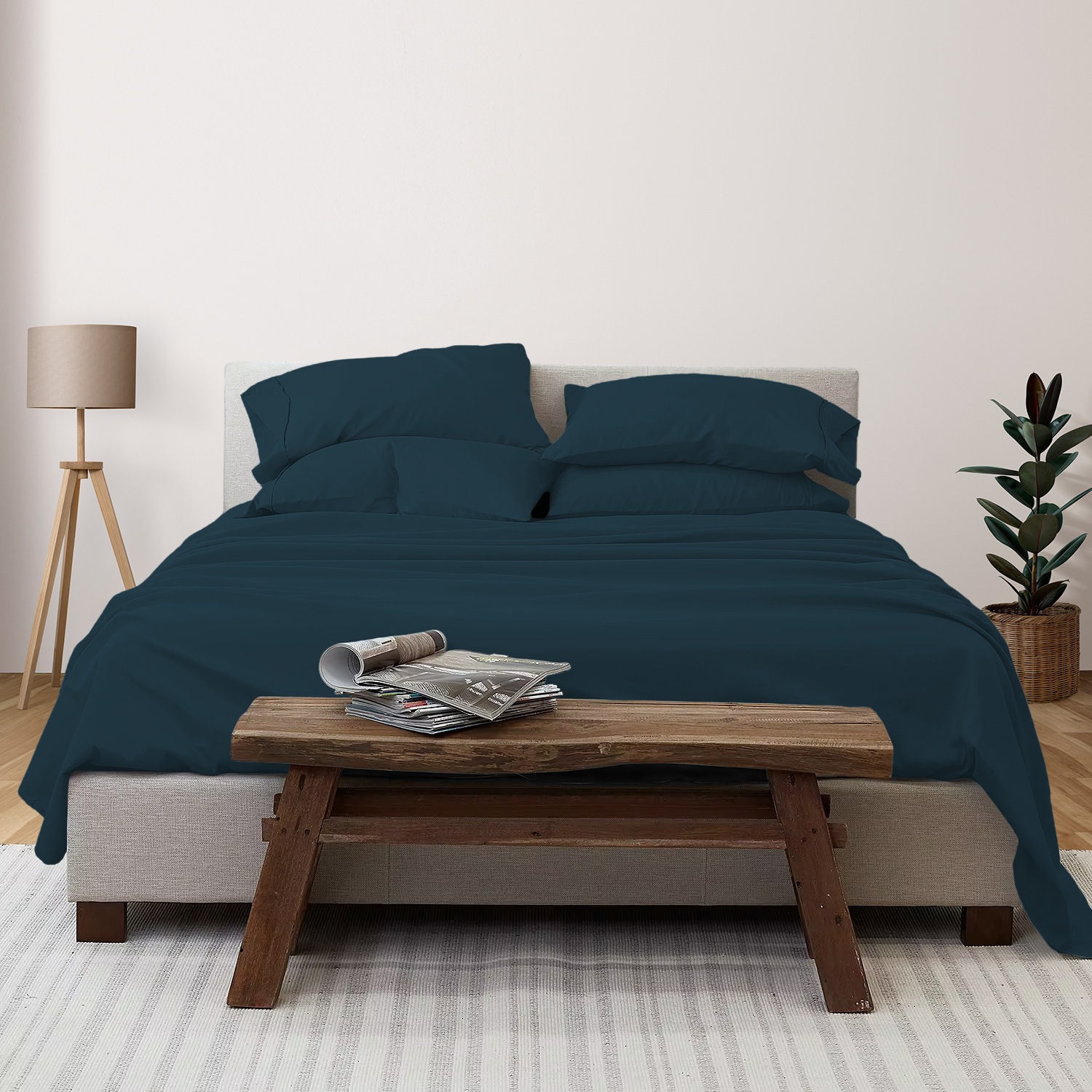 6-Piece Deep Pocket Cooling Bamboo Sheet Set - Twin / Navy