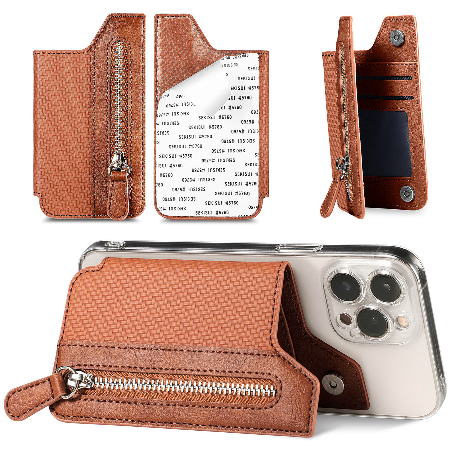 Clarissa Phone Snap-Kick Wallet - Brown