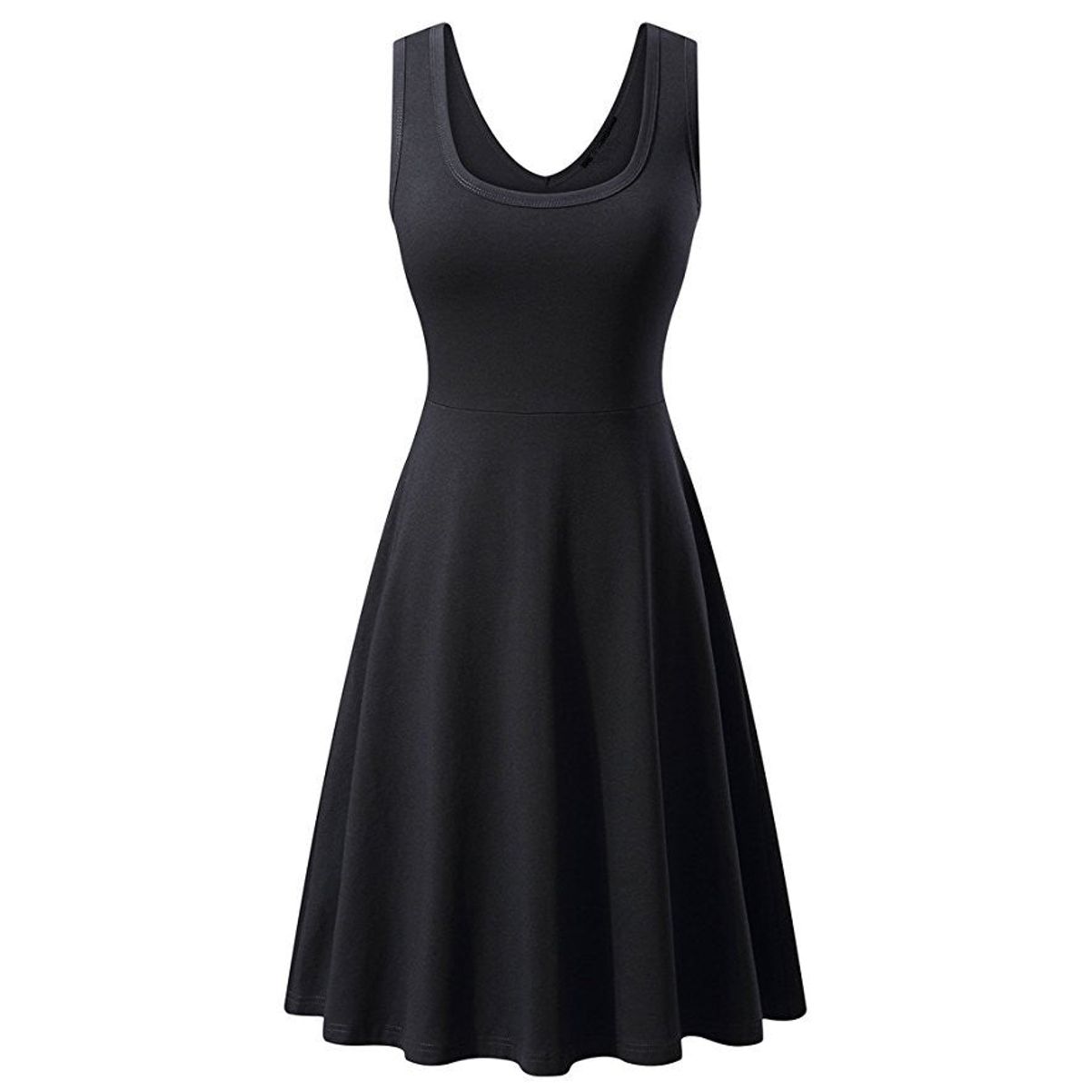 Women's Sleeveless Flared Skater Dress - BLACK / S