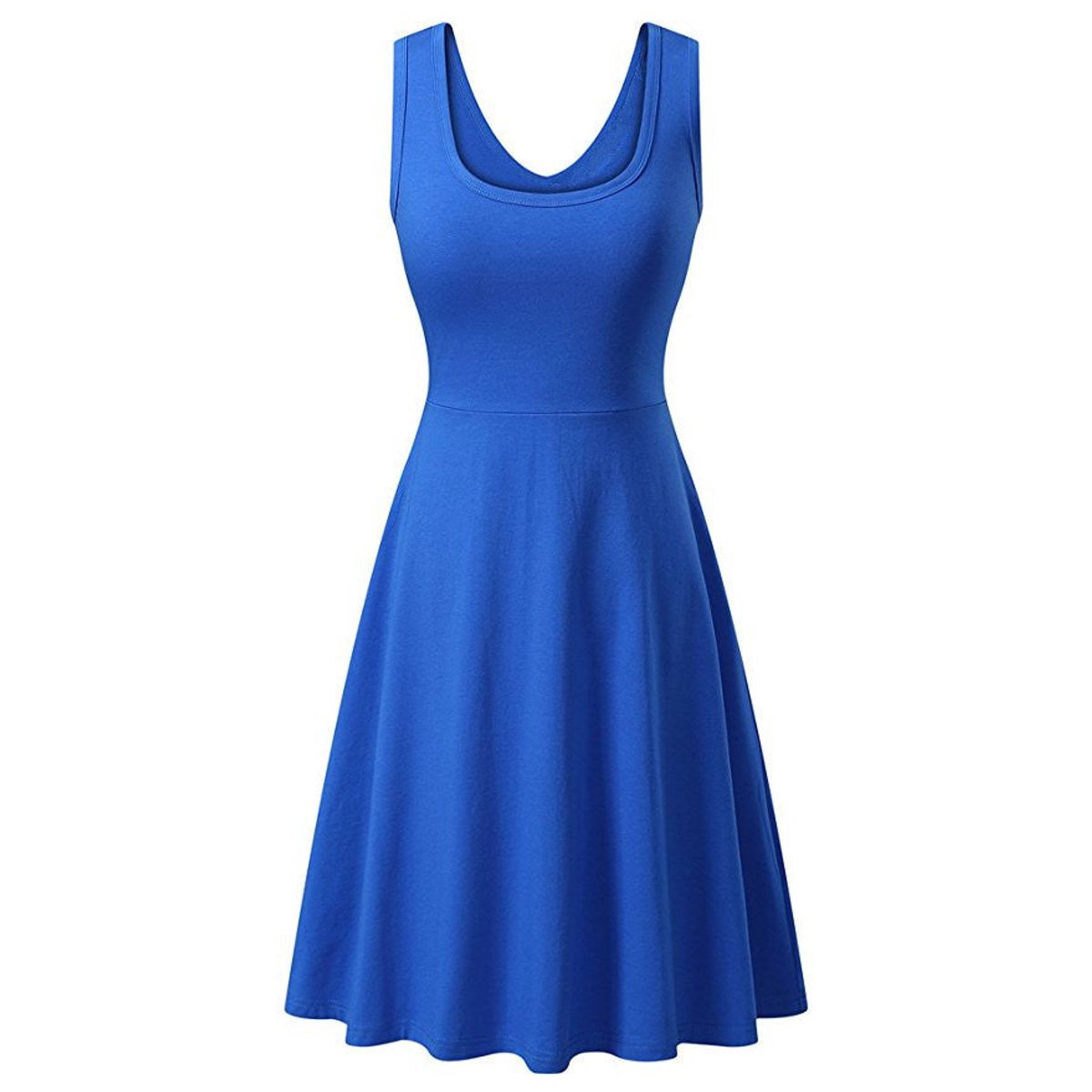 Women's Sleeveless Flared Skater Dress - BLUE / S
