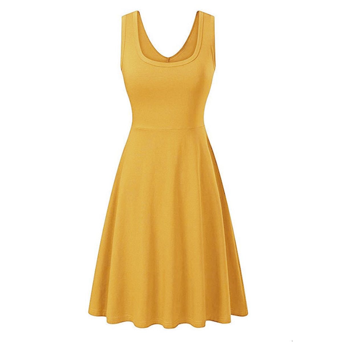 Women's Sleeveless Flared Skater Dress - YELLOW / S