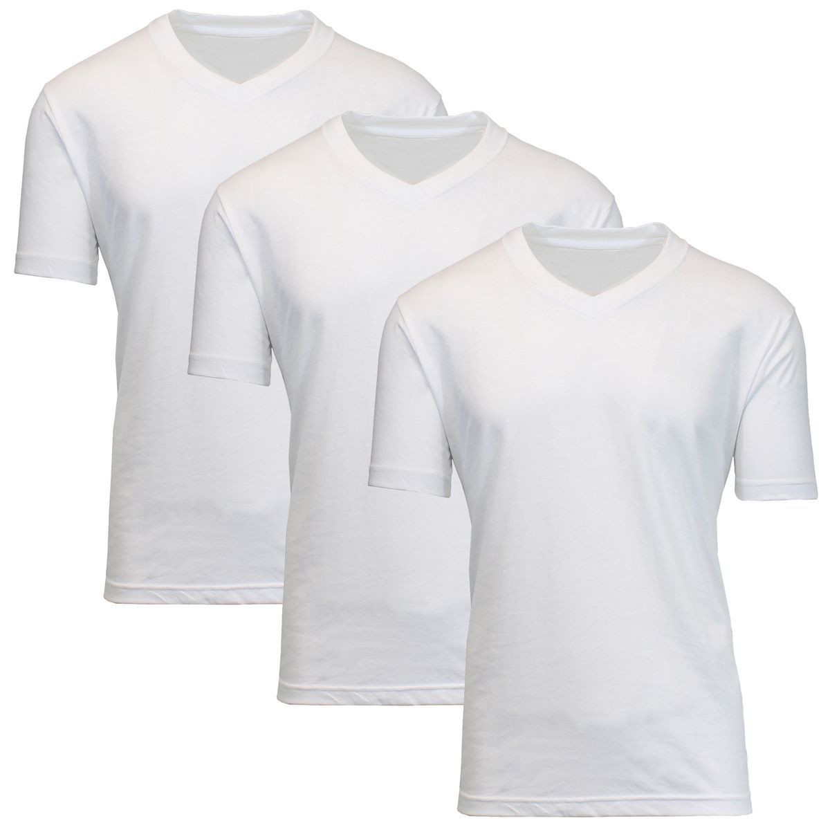 Men's Short Sleeve V-Neck Classic T-Shirt (3-Pack) - (3Pack) - MVJ-3800-V-Neck - WH-WH-WH - XL