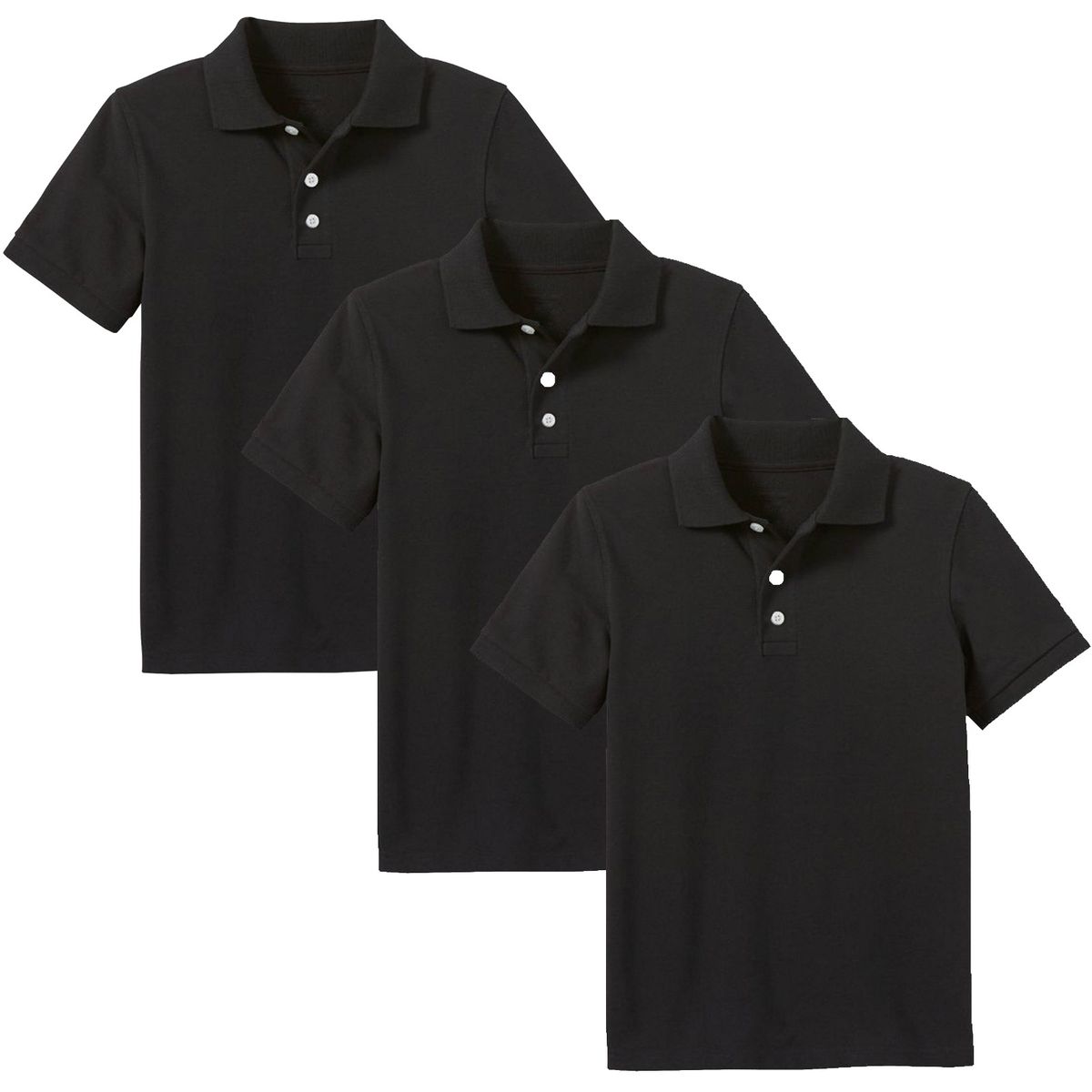 Boys' Short Sleeve School Uniform Pique Polo Shirt (3-Pack) - 3-Pack Black - Size 4