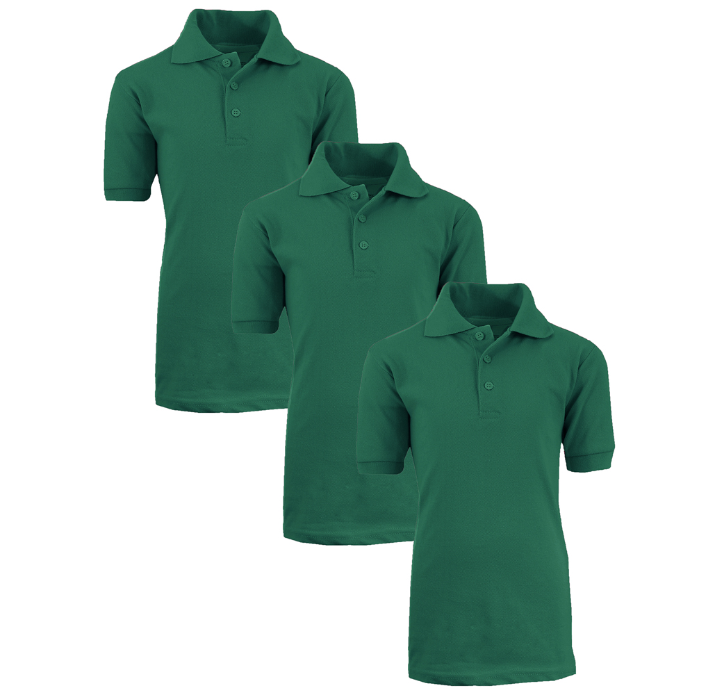 Boys' Short Sleeve School Uniform Pique Polo Shirts (3-Pack) - 3-Pack Hunter - Size 8