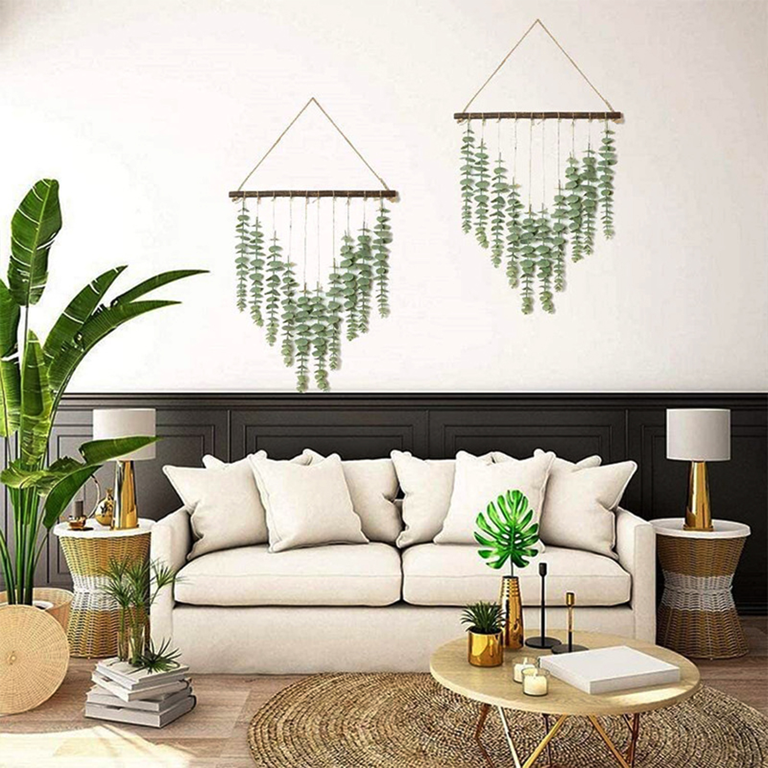 Artificial Eucalyptus Hanging Plant (1- or 2-Pack) - Eucalyptus-Hanging-Decor-2PK
