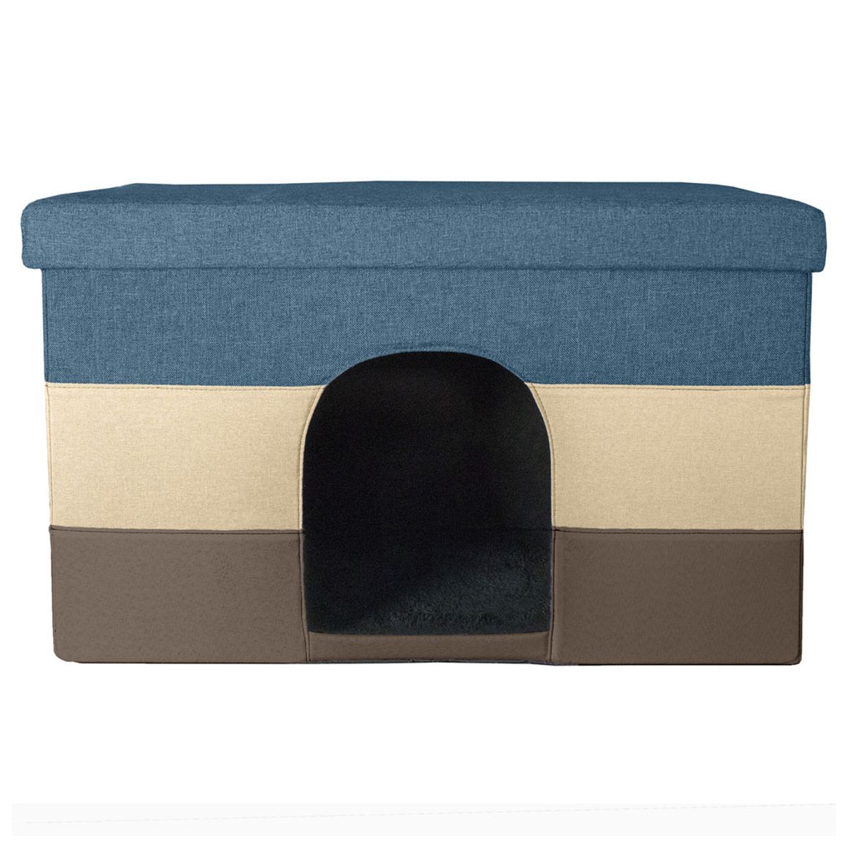 Photos - Dog Bed / Basket FurHaven Pet House Footstool Ottoman - Small - Beach House Stripe 5426329 