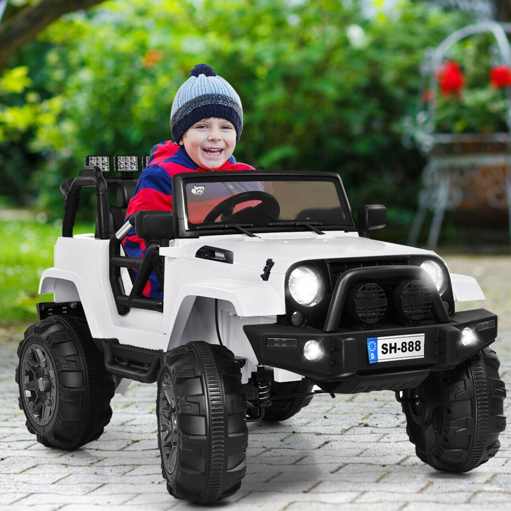 Kids' 12V Ride-on Truck with RC - White
