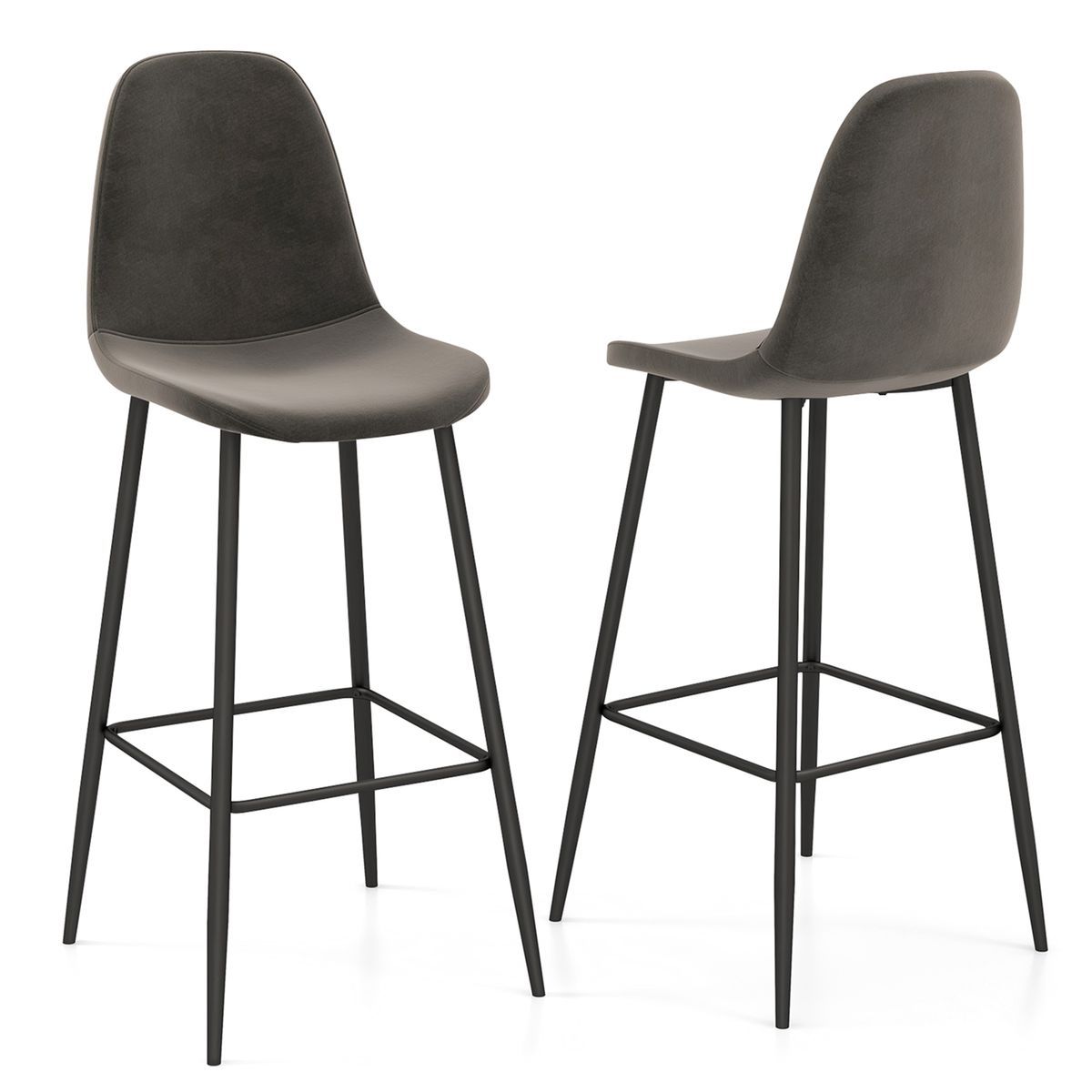 Photos - Chair Goplus 29.5-Inch High-Back Bar Stools  - 2 Bar Stools Grey JV109(Set of 2)