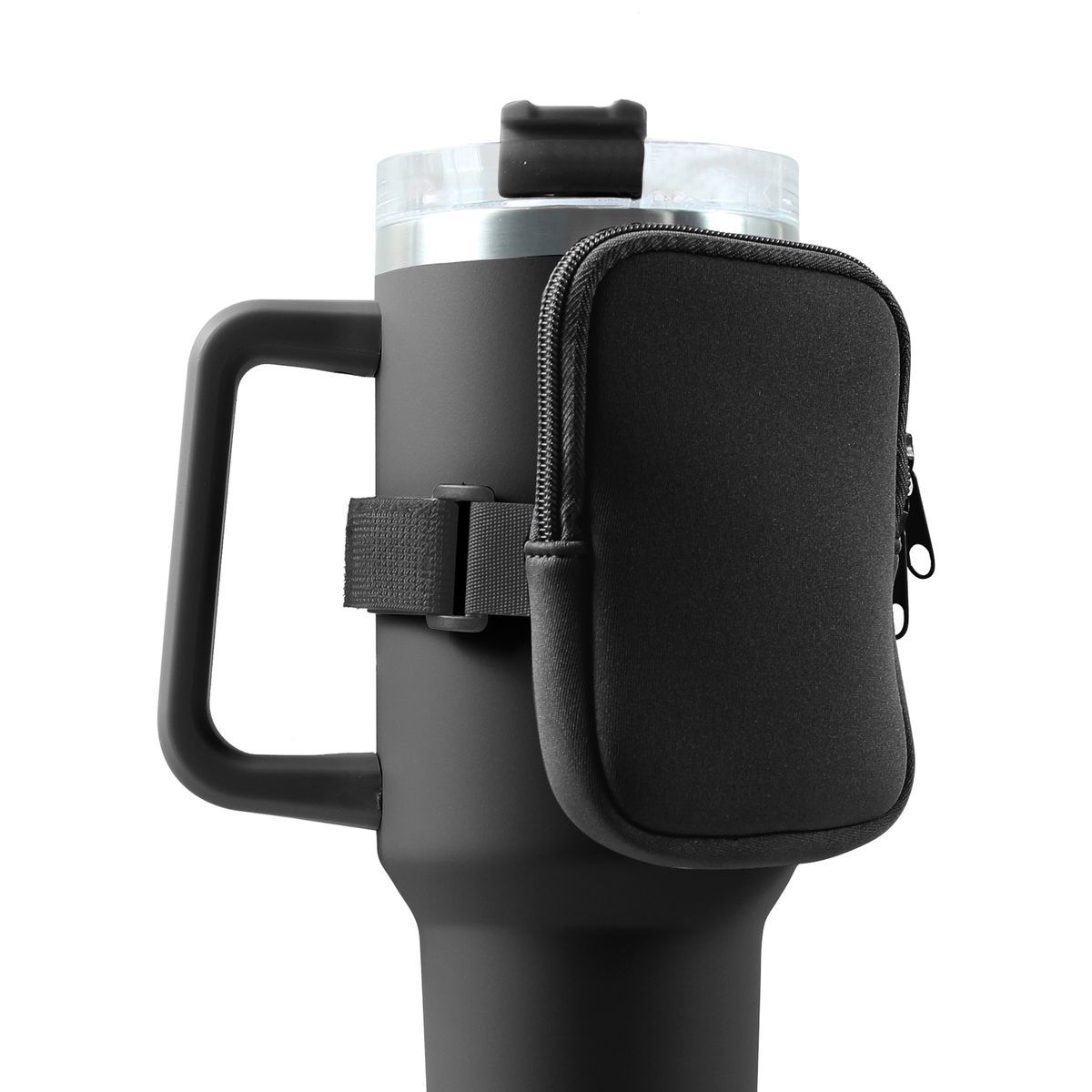 Tumbler Neoprene Pouch with Zipper  Black