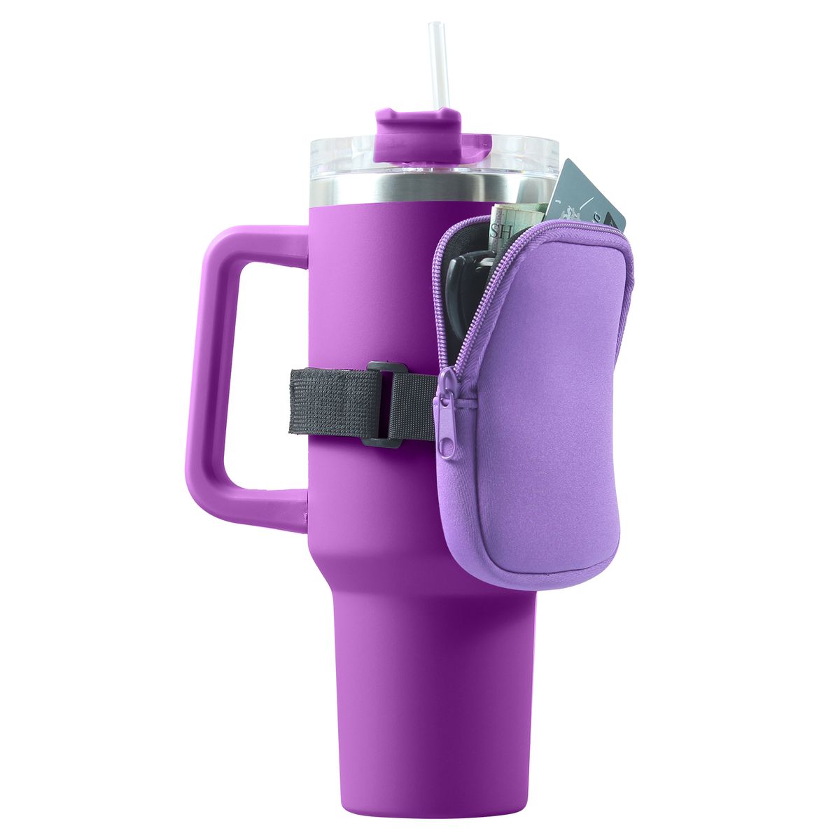 Tumbler Neoprene Pouch with Zipper  Purple