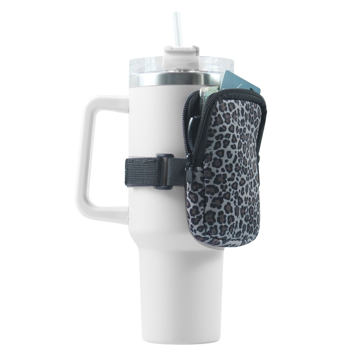 Tumbler Neoprene Pouch with Zipper  Leopard