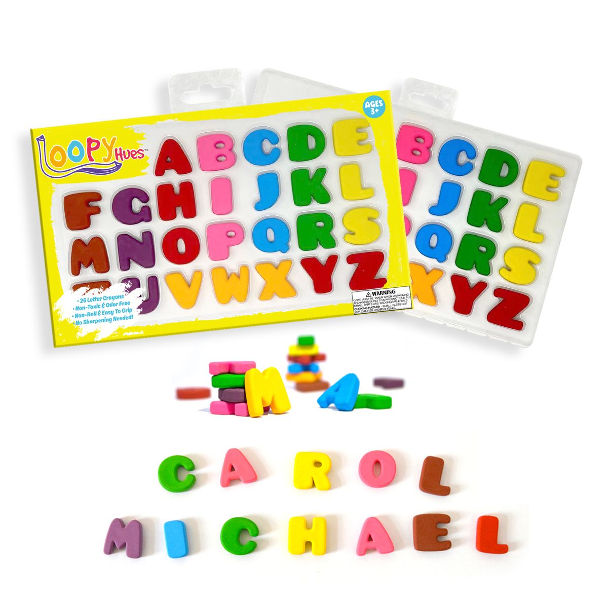 Loopy Hues Bendable and 3D Shaped Crayons - 26 pack letters