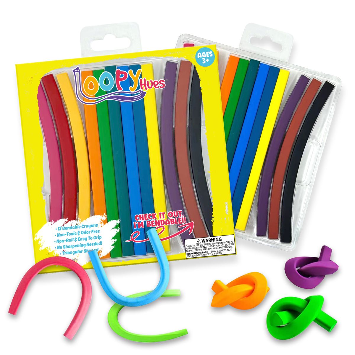Loopy Hues Bendable and 3D Shaped Crayons - 12 pack triangles