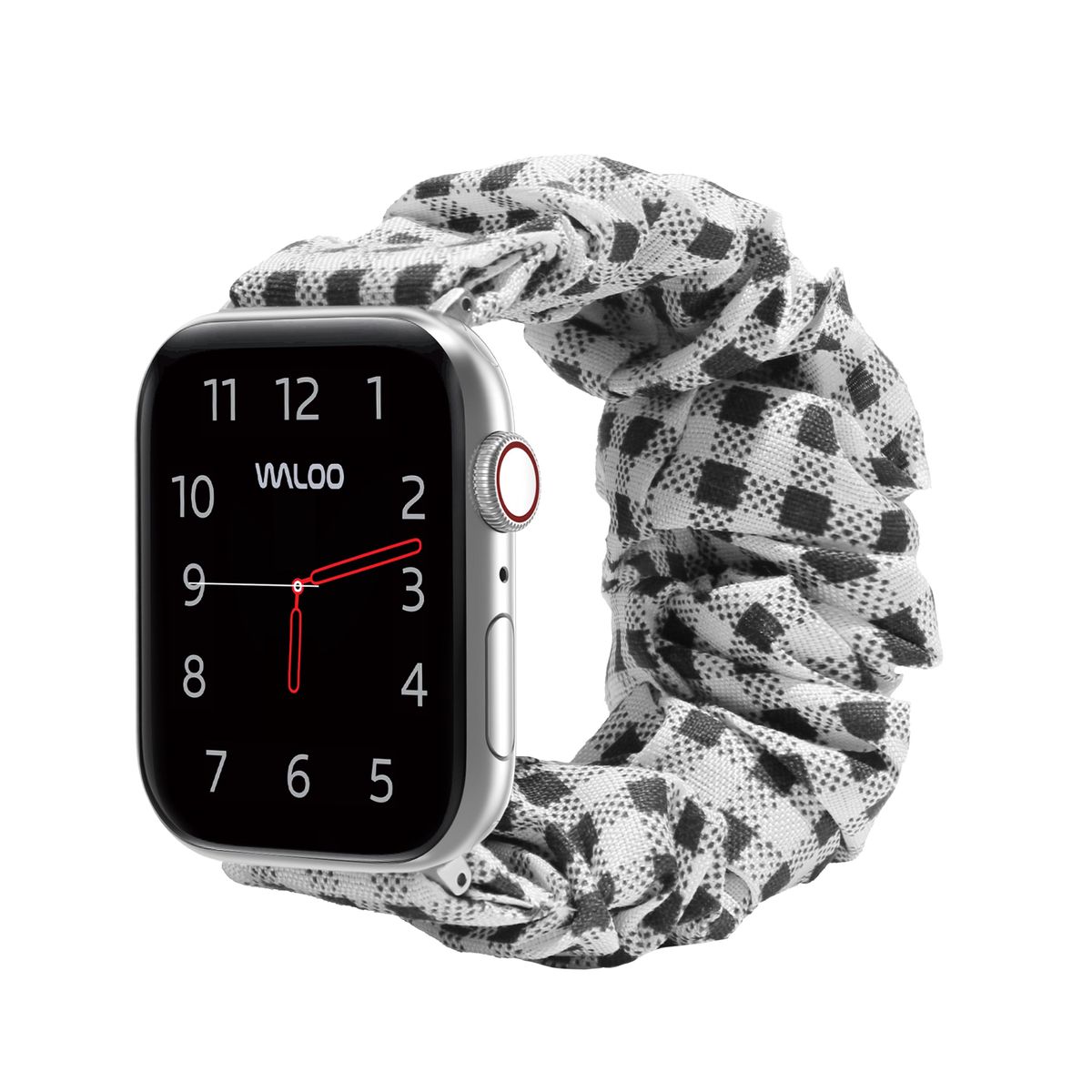 Photos - Watch Strap Waloo Products Waloo Elastic Scrunchie Band for Apple Watch Series 1-9 - 42/44/45mm / Checkered Black 10963