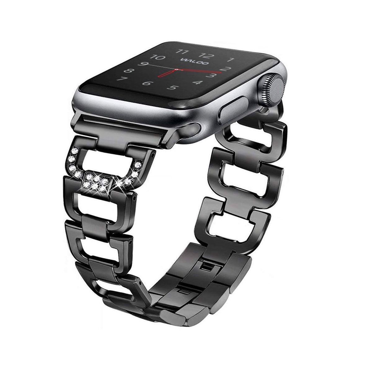 Rhinestone Bling Apple Watch Band Series 19  384041mm  Black