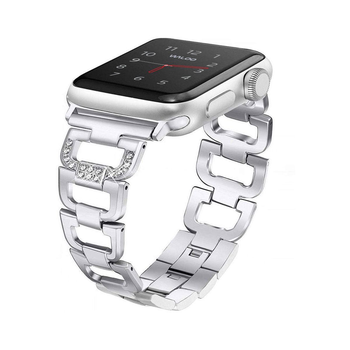 Rhinestone Bling Apple Watch Band Series 19  384041mm  Silver