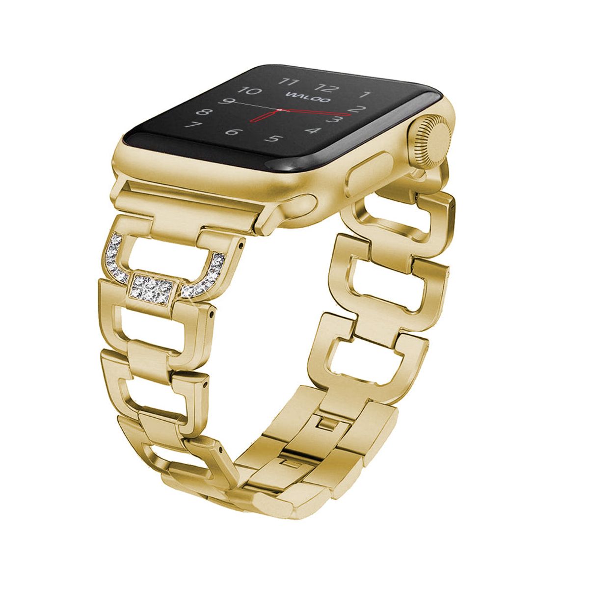 Rhinestone Bling Apple Watch Band Series 19  384041mm  Gold