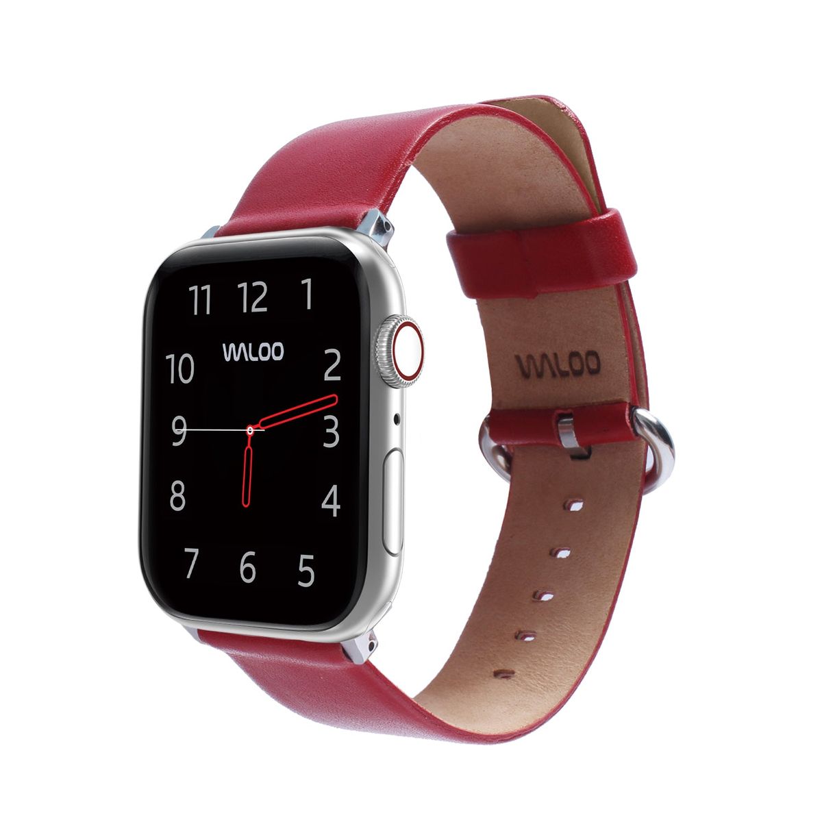 Leather Grain Apple Watch Replacement Band Series 19  424445mm  Red