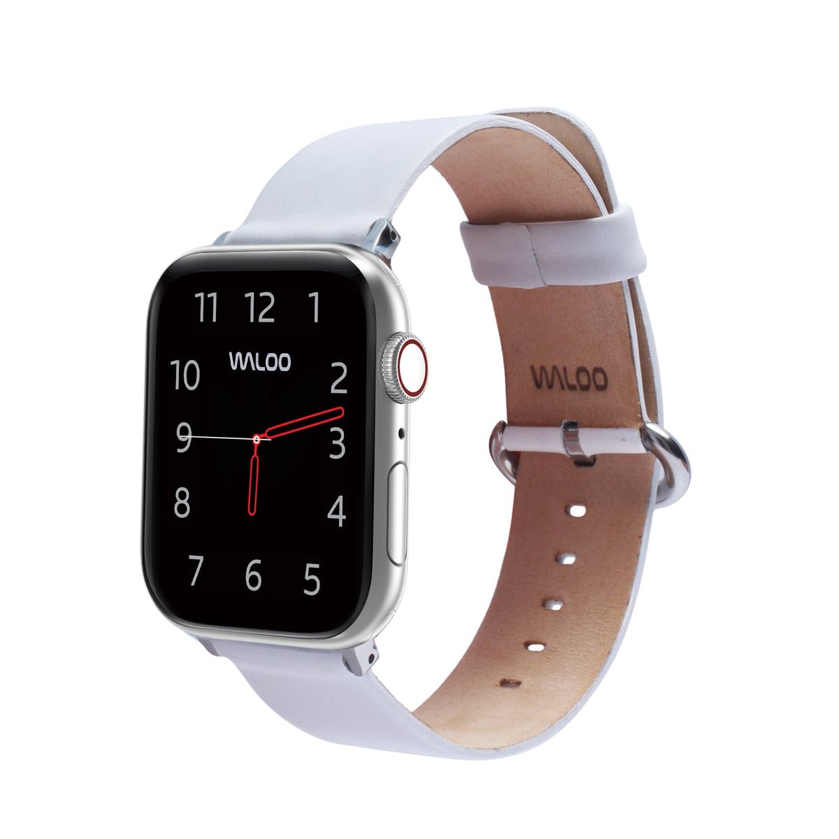 Leather Grain Apple Watch Replacement Band Series 19  424445mm  White