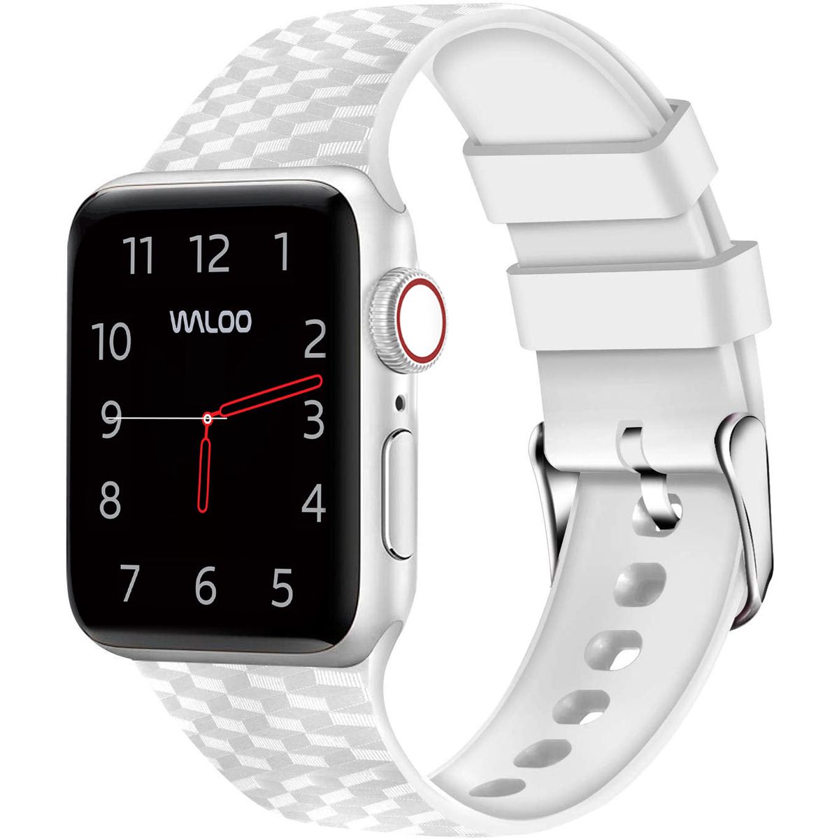 Carbon Fiber Silicone Band for Apple Watch Series 19  384041mm  White