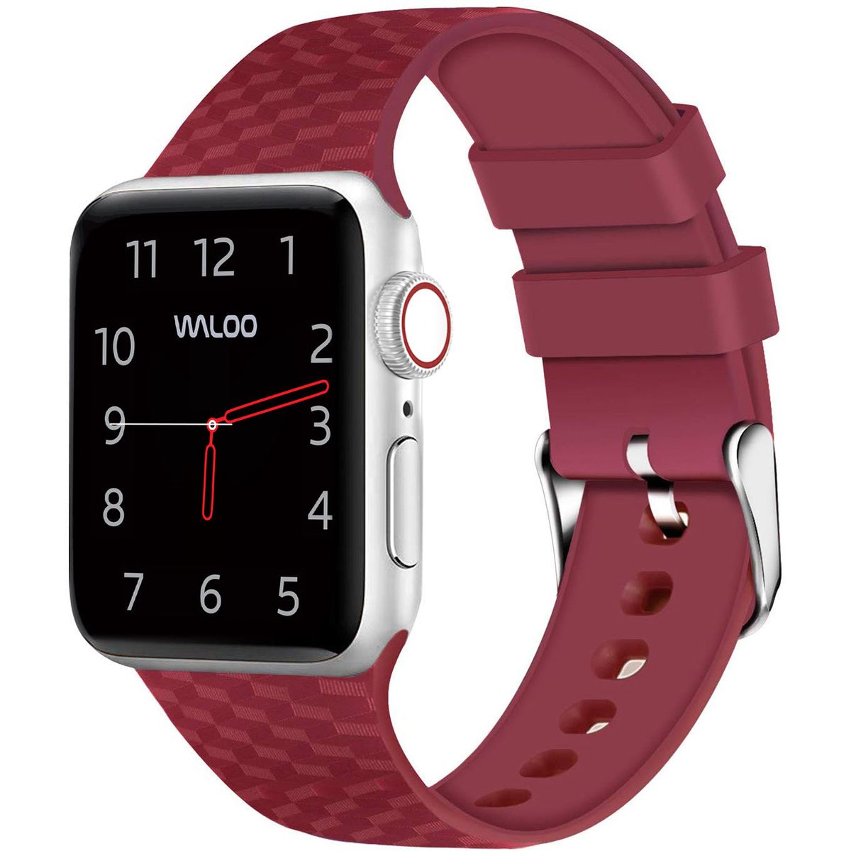 Carbon Fiber Silicone Band for Apple Watch Series 19  384041mm  Red