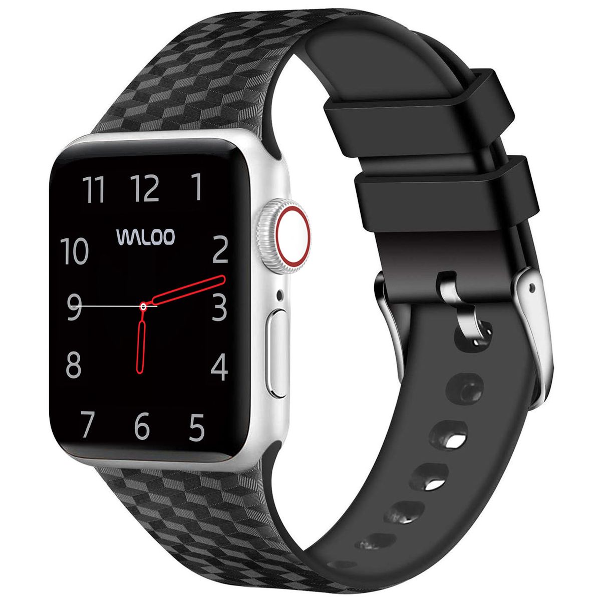 Carbon Fiber Silicone Band for Apple Watch Series 19  424445mm  Black
