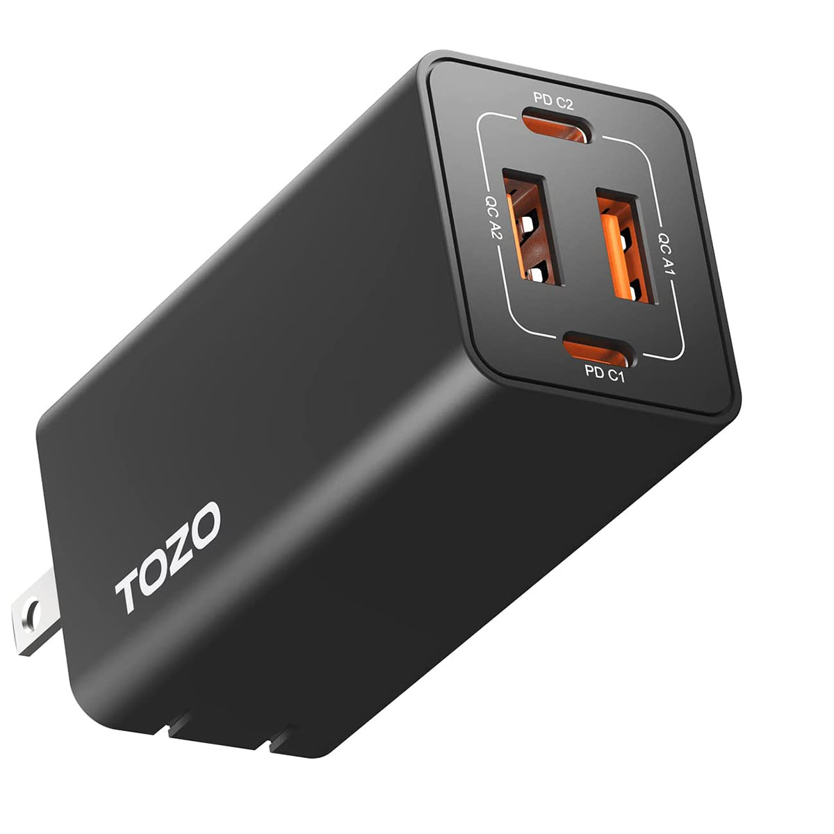 TOZO® C2 USB-C 65W Fast Foldable Wall Charging Adapter - Tozo C2 65W Charger - Black