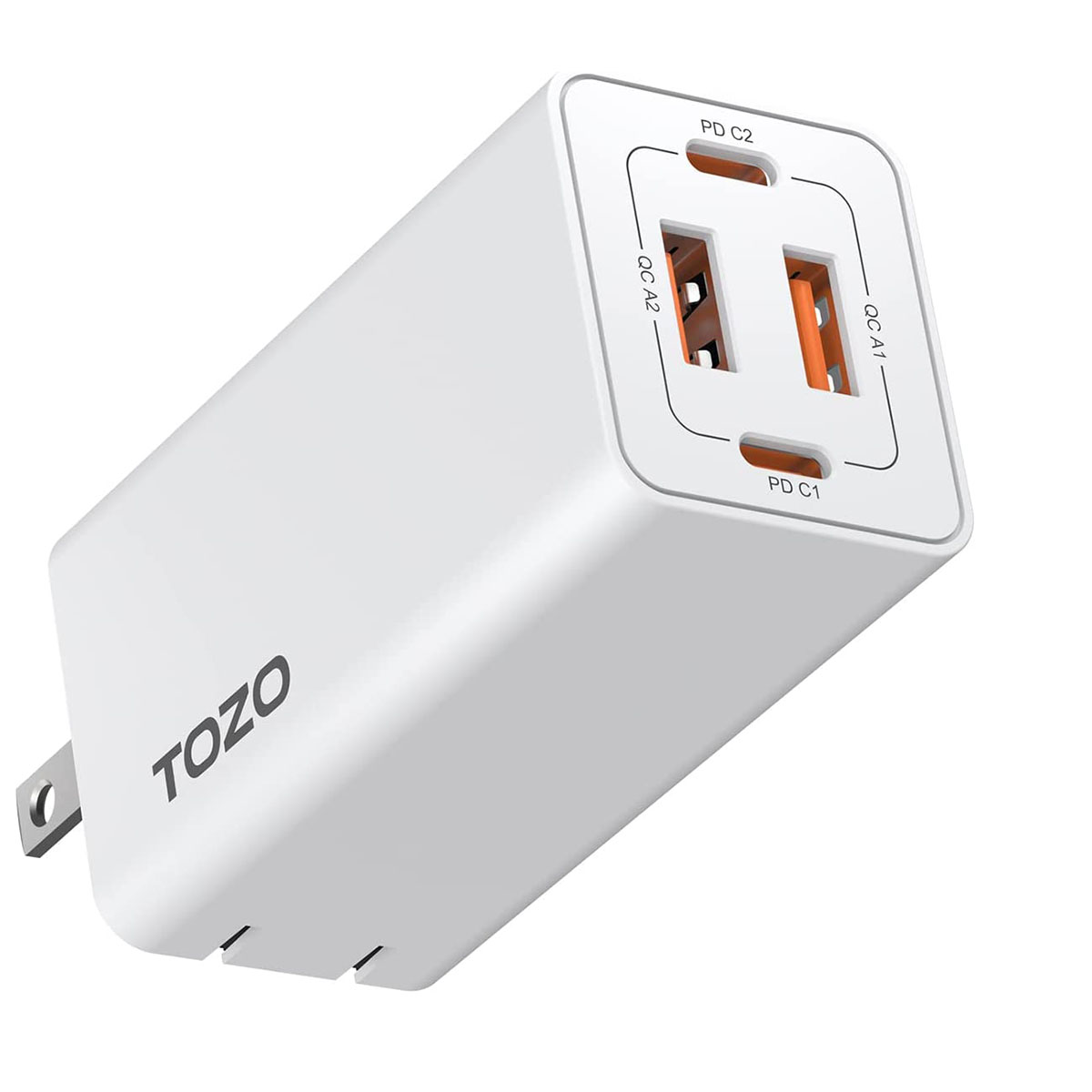 TOZO&reg; C2 USB-C 65W Fast Foldable Wall Charging Adapter - Tozo C2 65W Charger - White