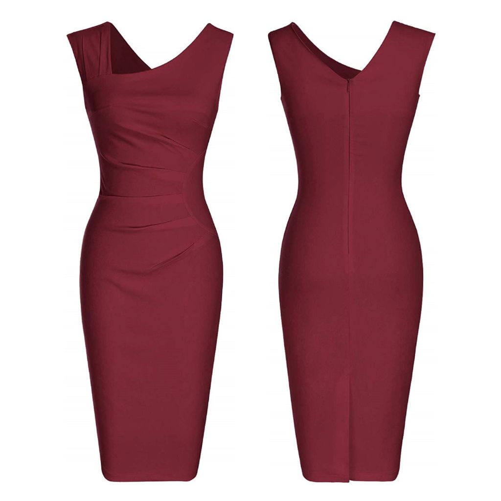 Haute Edition® Women's Retro Sleeveless Bodycon Dress - Large - Wine