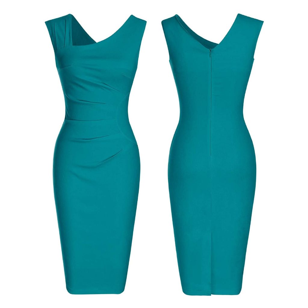 Haute Edition® Women's Retro Sleeveless Bodycon Dress - Large - Harbor Blue
