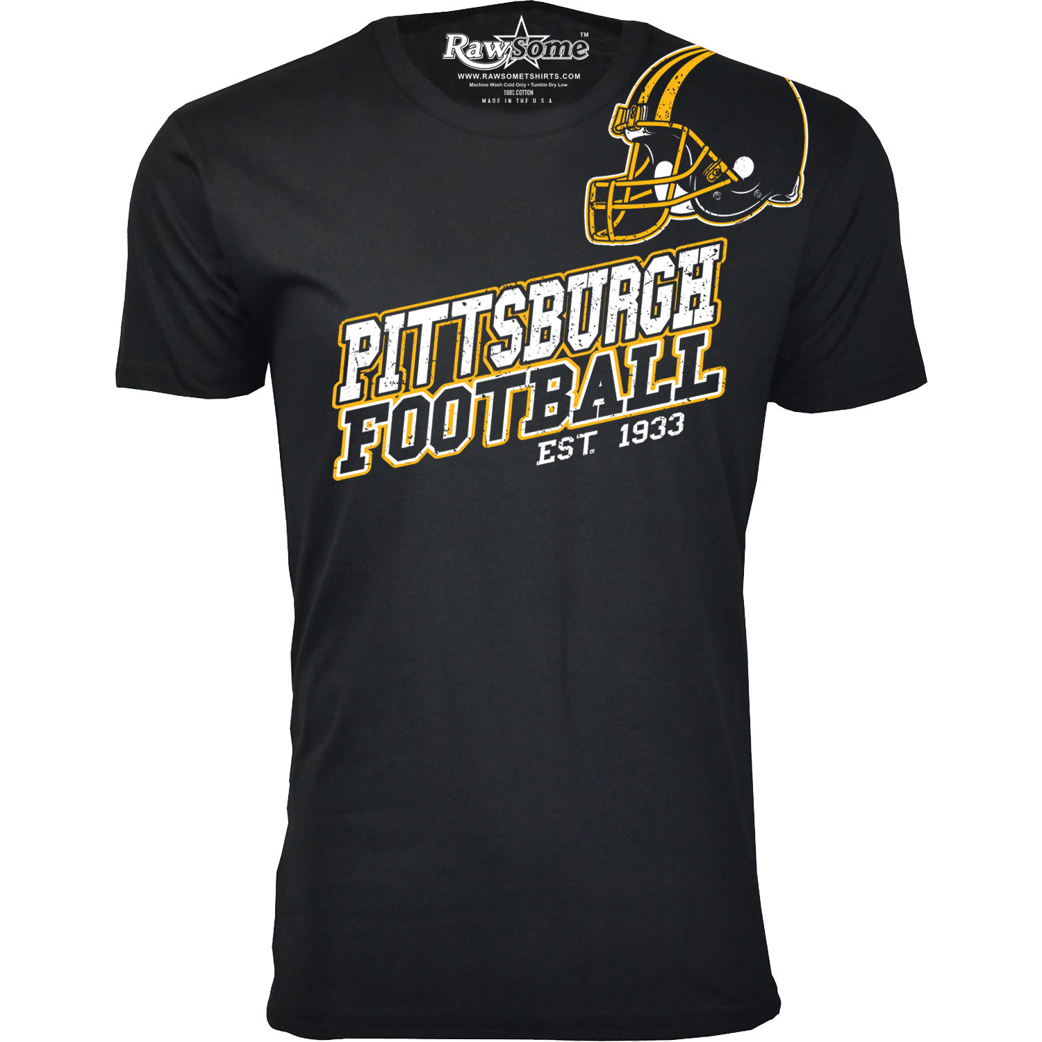 Men's Football Team T-Shirt - Pittsburgh - Black / 2XL