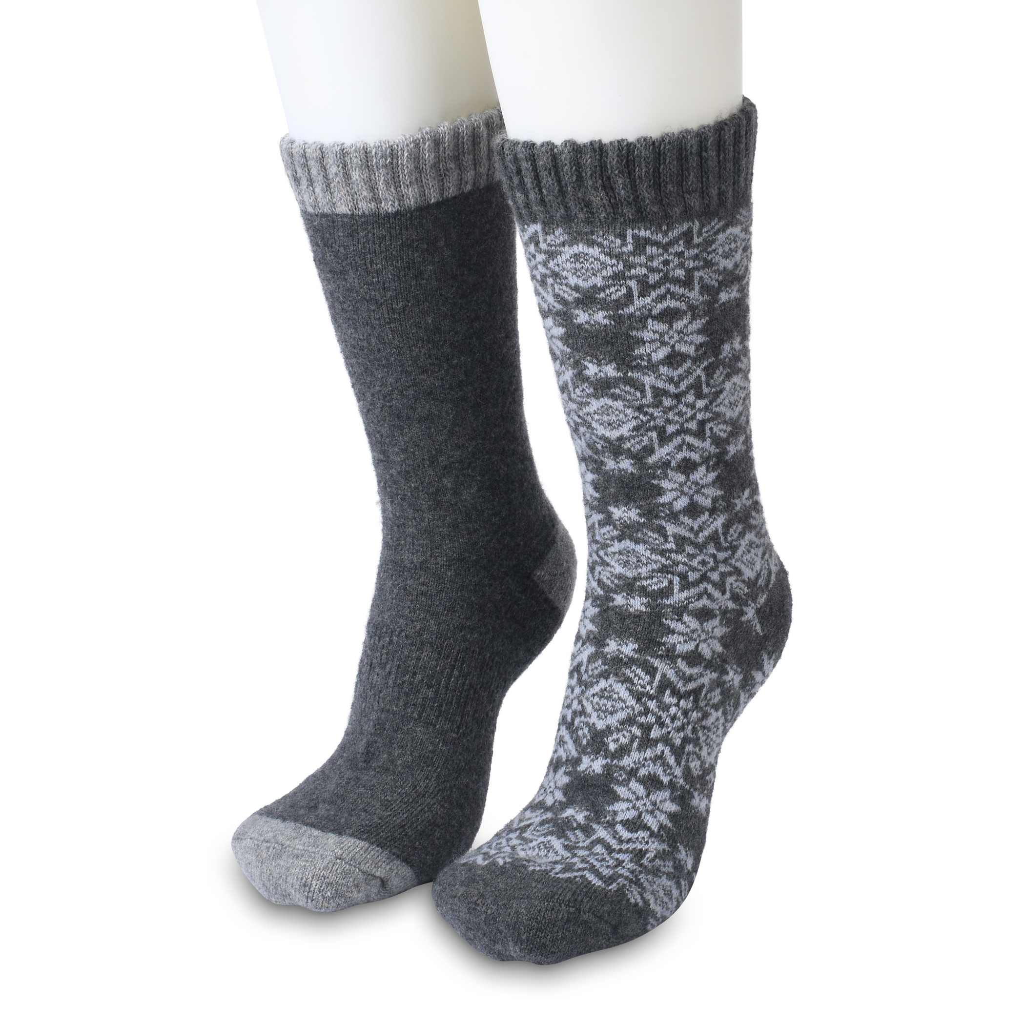 GaaHuu™ Women's Wool Blend Cushioned Boot Socks (2-Pair) - black vertcial snowflake socks