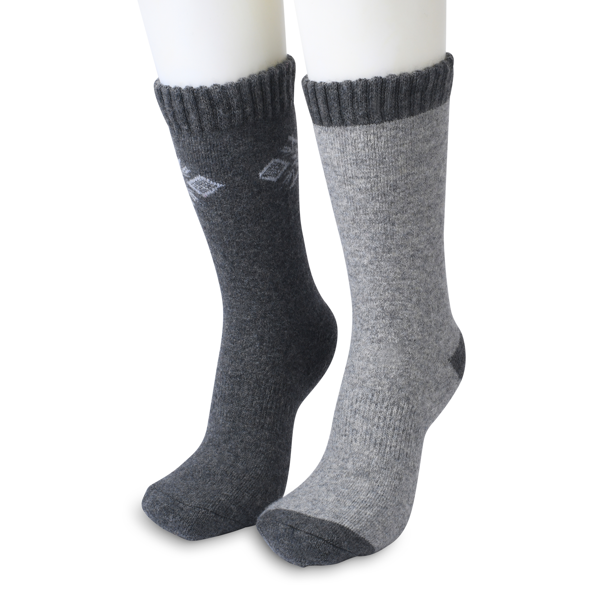 GaaHuu™ Women's Wool Blend Cushioned Boot Socks (2-Pair) - black snowflake border socks