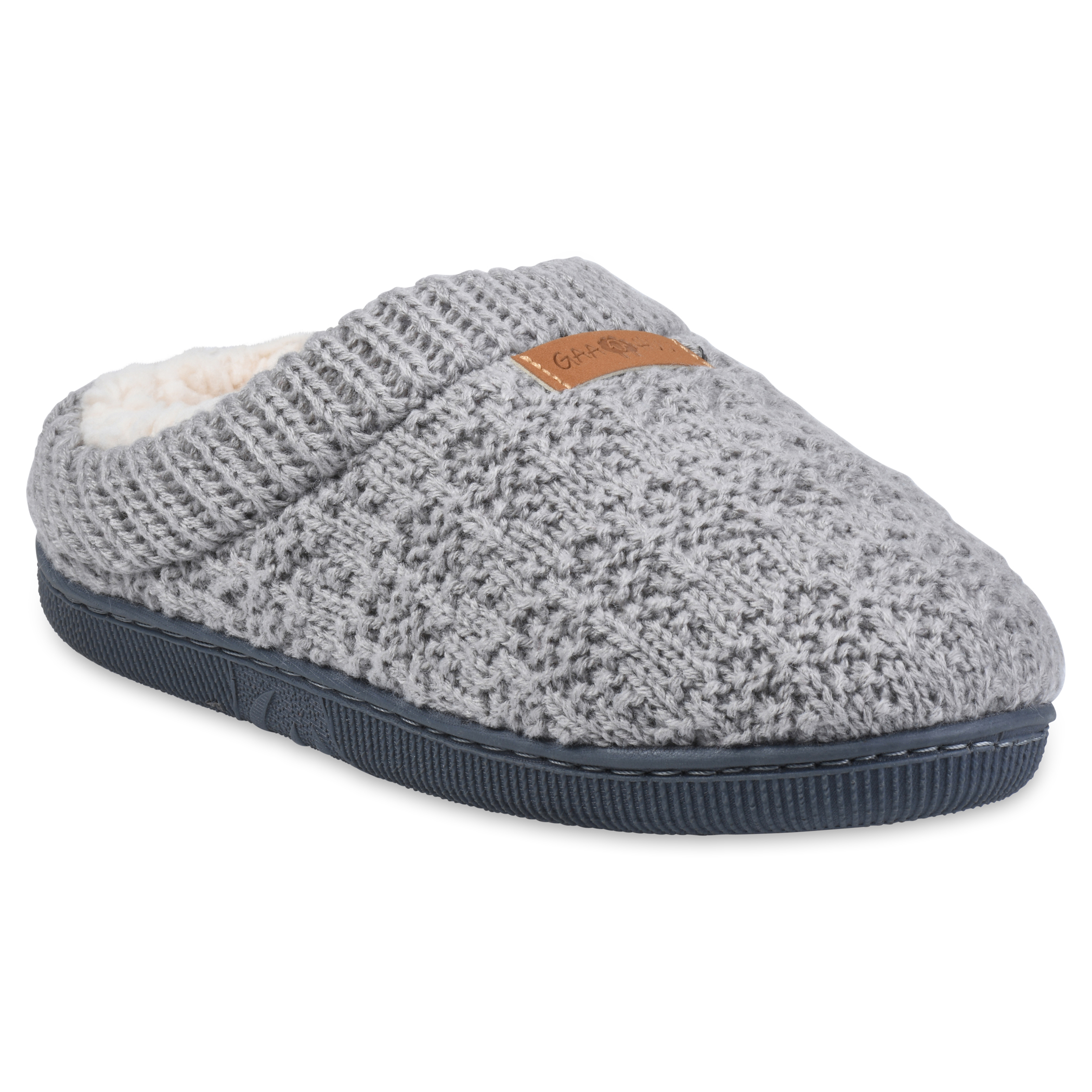GaaHuu™ Women's Textured Clog Slipper with Rib Knit Trim - grey medium