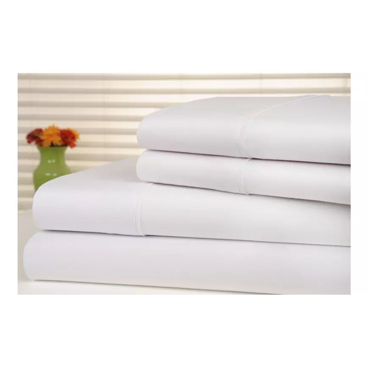 Kathy Ireland Essentials Collection 4-Piece Brushed Microfiber Sheet - Kathy Ireland 4 Piece Brushed Microfiber Sheet Set - Queen, White
