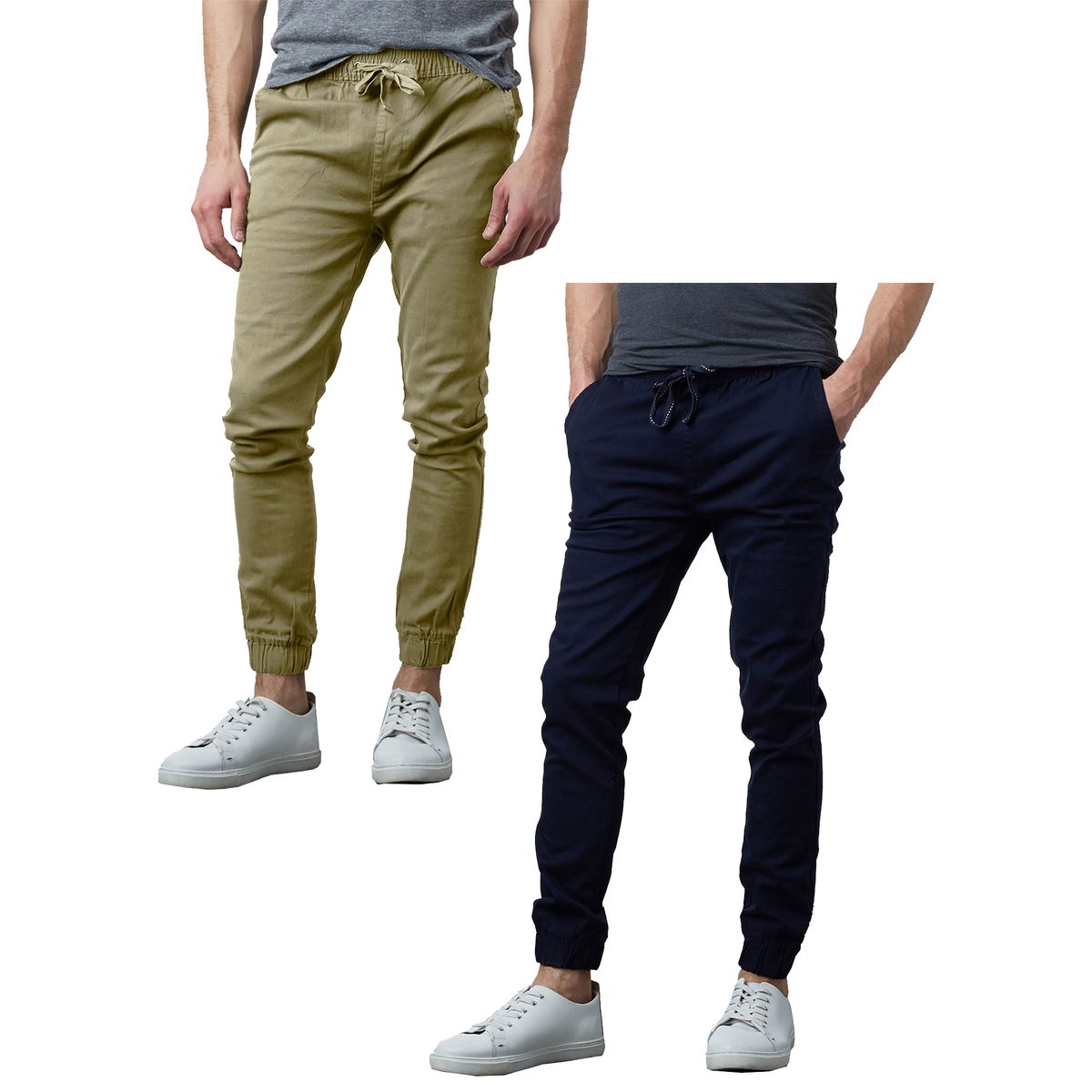Men's Slim-Fit Cotton Twill Jogger Pants (2-Pack) - MJP-601-KK-NV / L