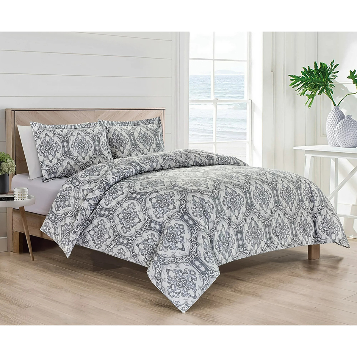 Bibb Home&reg; 4-Piece Duvet & Down Alternative Comforter Set - Bibb Home 4 pc Duvet & Down Alternative Comforter Set, Queen - Damask