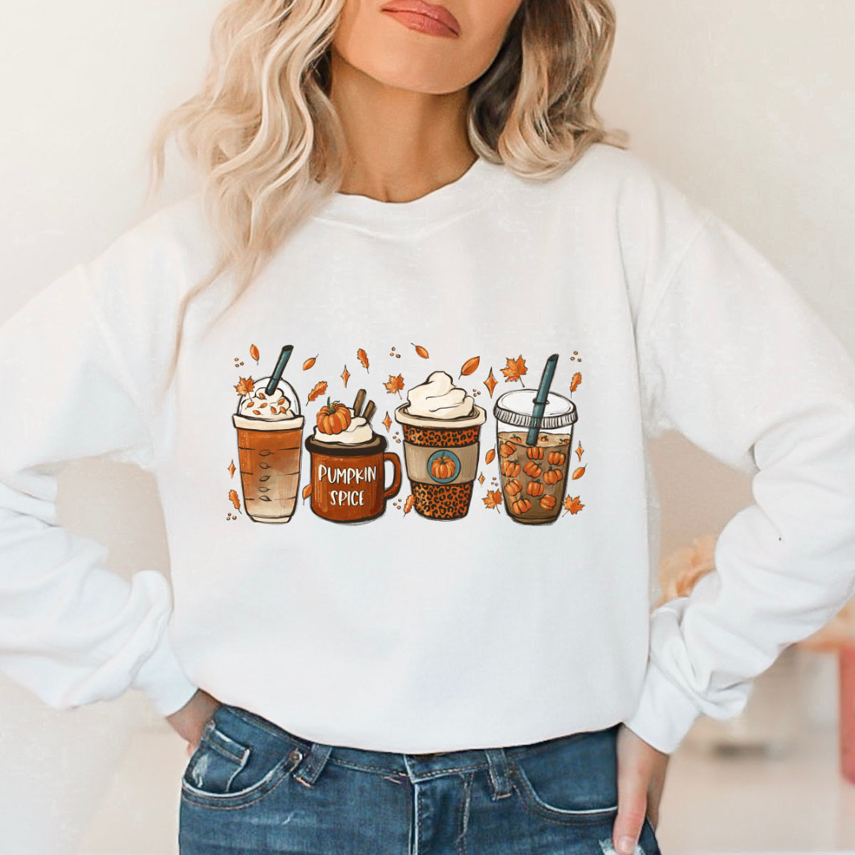 Women's Fall Time Coffee Sweater - Medium / White