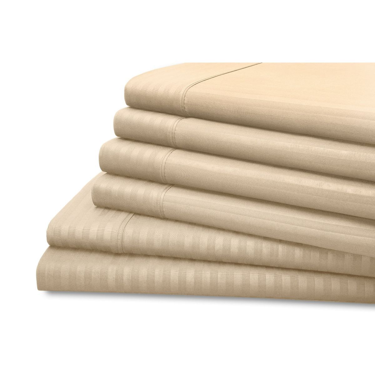 6-Piece Dobby Stripe Microfiber Sheet Set by Hotel New York® - Hotel New York 6-Piece Dobby Stripe Sheet Set, Full - Ivory