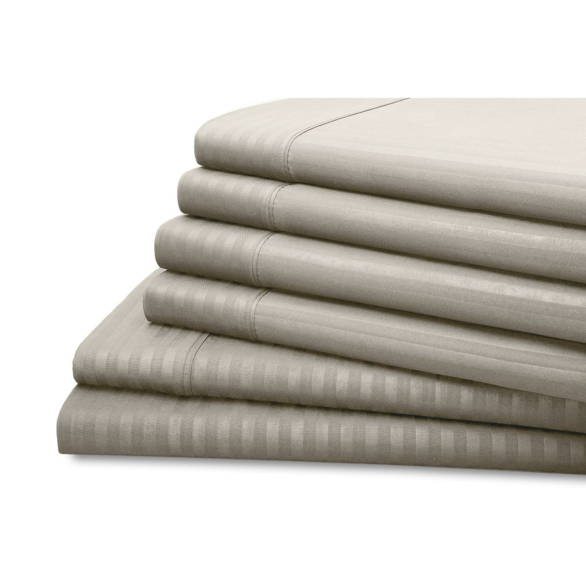 6-Piece Dobby Stripe Microfiber Sheet Set by Hotel New York® - Hotel New York 6-Piece Dobby Stripe Sheet Set, Queen - Light Grey