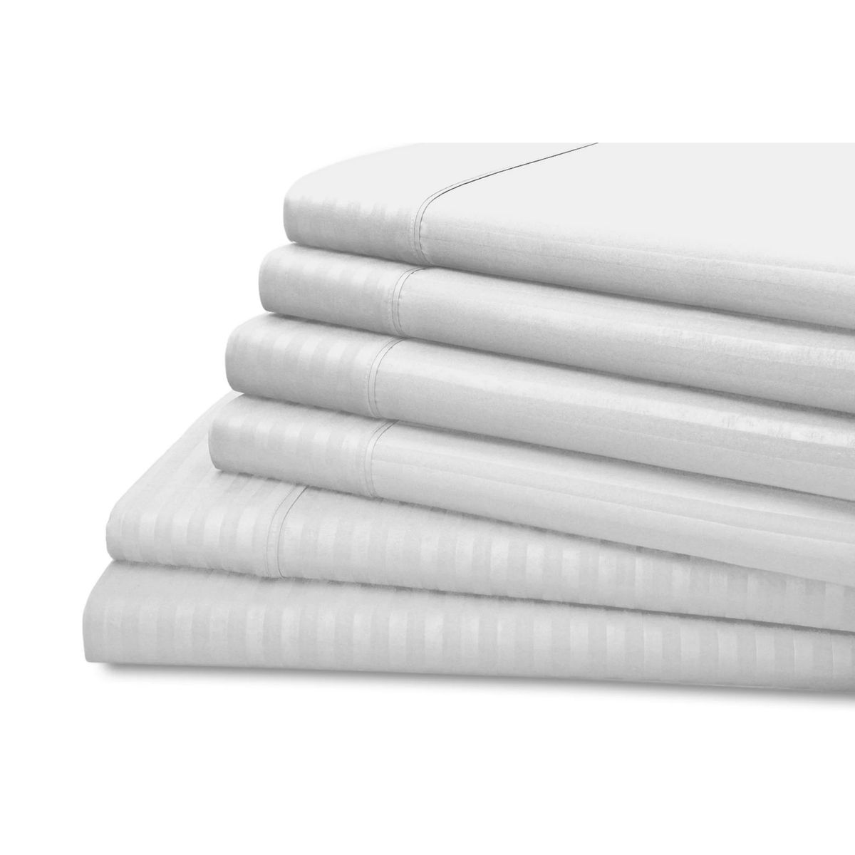 6-Piece Dobby Stripe Microfiber Sheet Set by Hotel New York&reg; - Hotel New York 6-Piece Dobby Stripe Sheet Set, Queen - White