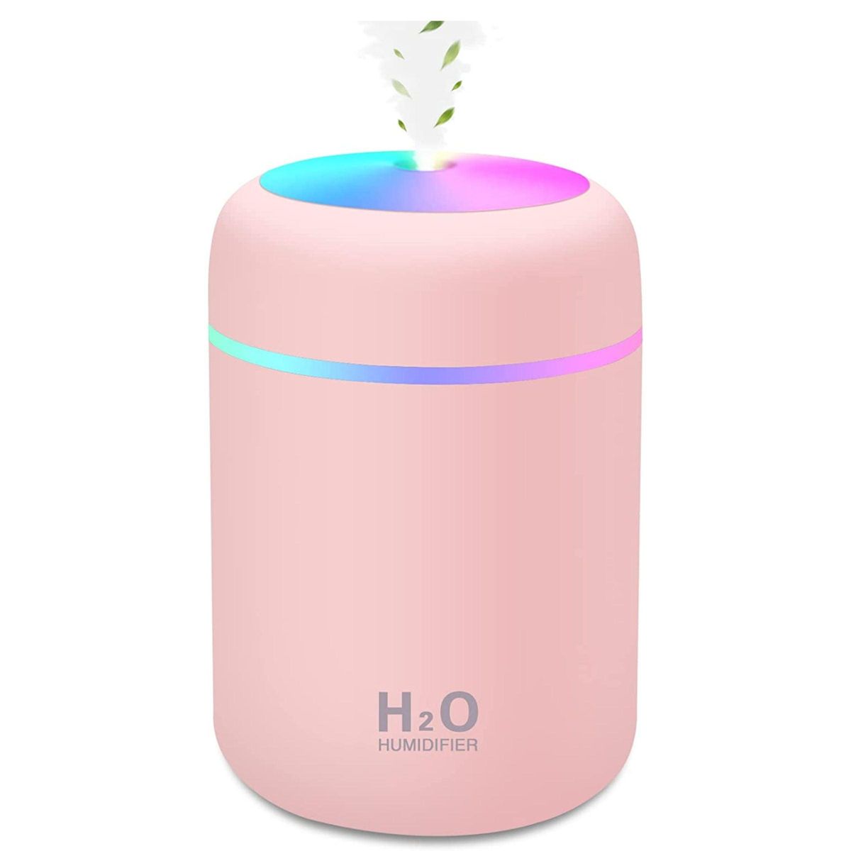 300ml Mini Portable Cool Mist Humidifier with LED Lights - Pink