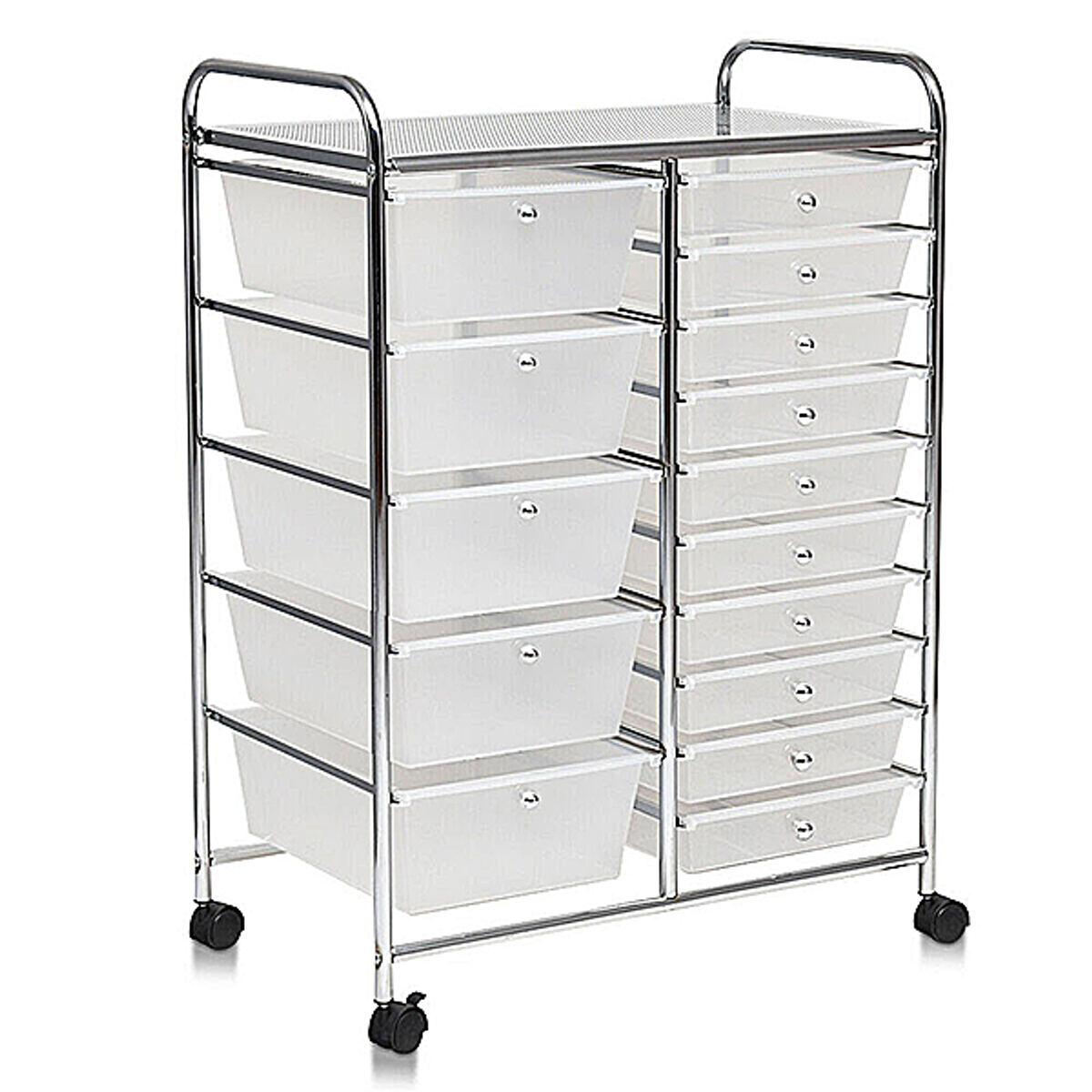 Rolling 15-Drawer Storage Cart - Clear